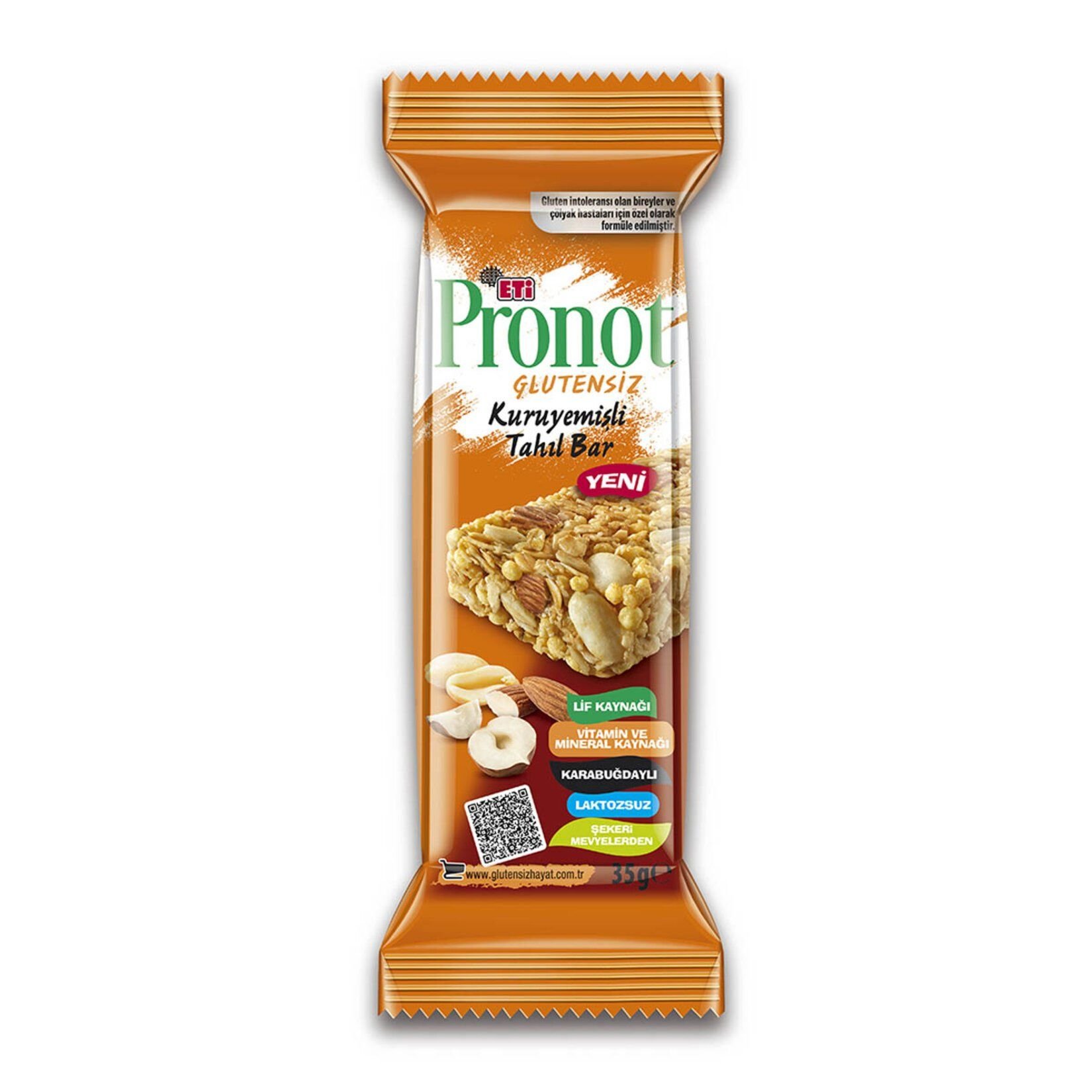 Eti Pronot Glutensiz Kuruyemişli Tahıl Bar 35 G